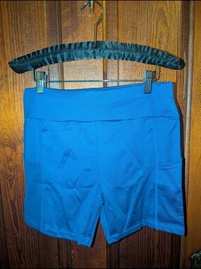 Blue Women's Athletic Shorts with Side Pockets